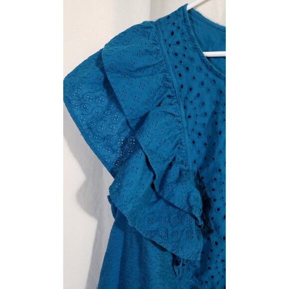 Terra & Sky Women’s Plus Size 4X (28W-30W) Eyelet Babydoll Dress Galapagos Blue - Picture 5 of 9